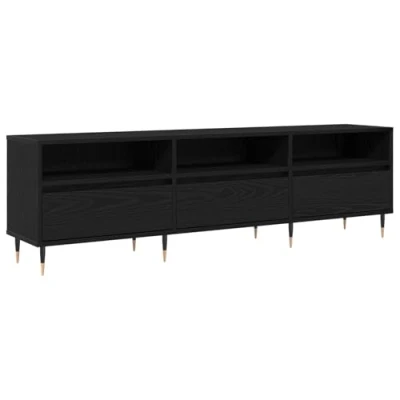 Image of vidaXL TV Cabinet Black Oak 150x30x44.5 cm Engineered Wood