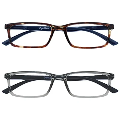 Image of OPULIZE See 2 Pack Blue Light Blocking Glasses Brown Grey Computer Gaming Anti Glare Mens Womens BB9 27 +0.00