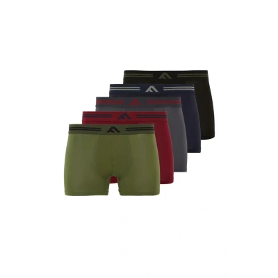 Image of FM London Mens Super Soft Bamboo (5 pack) Boxer Shorts, Dark Assorted, L UK