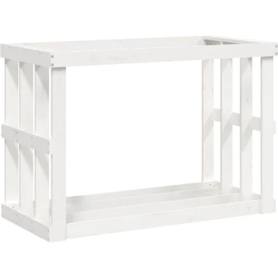 Image of vidaXL Outdoor Log Holder White 108x52x74 cm Solid Wood Pine