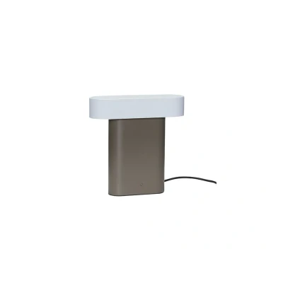 Image of HÜBSCH LED table lamp Sleek, brown/light grey iron, PC