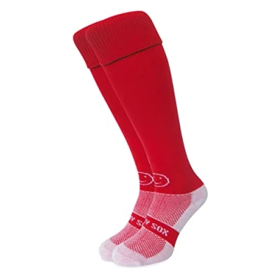 Image of WackySox Plain Red Knee Length Rugby Socks Sports Men &amp; Women Womens Mens Walking Riding Hockey Football Running Club Team Activities