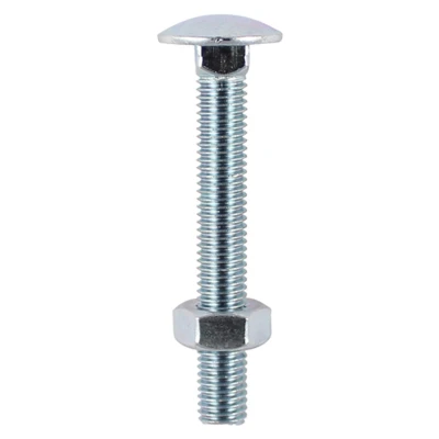 Image of TIMCO BZP Carriage Bolt with Hex Nut M10 x 70 Zinc Box of 50