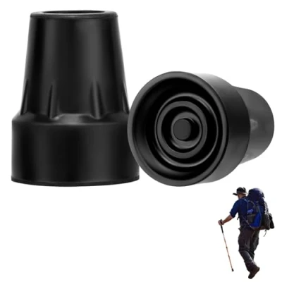 Image of 2 Pcs Rubber Walking Stick Ferrules 19mm Cane Tips Non Slip Replacement Tip for Canes Crutches Hiking Sticks, Black