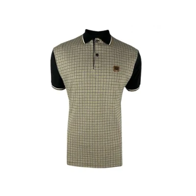 Image of Trojan Jacquard Houndstooth Panel Polo TR/8871 4XL Black
