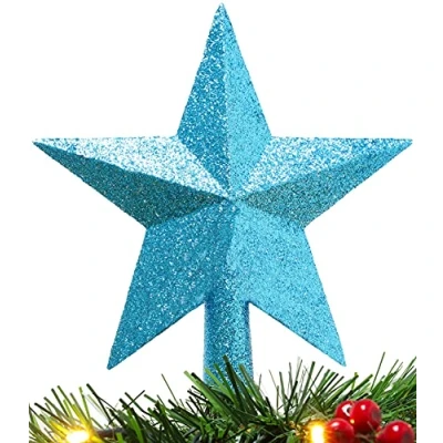 Image of Christmas Concepts® 20cm Glitter Tree Top Star Decoration Topper (Turquoise)