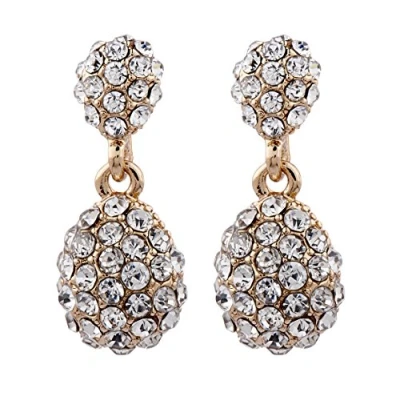 Image of Clip On Earrings Gold Plated Drop With Clear Crystals Mia G