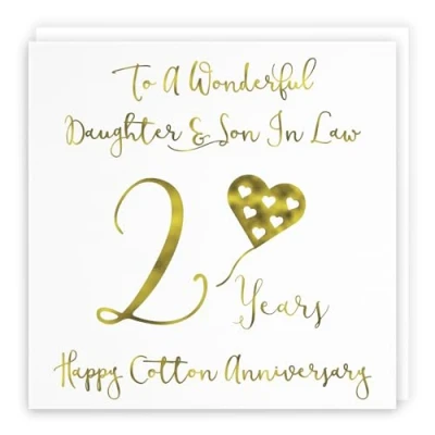 Image of Hunts England Large Daughter And Son In Law 2nd Anniversary Card To A Wonderful &amp; 2 Years Happy Cotton Milano Collection 210 x mm