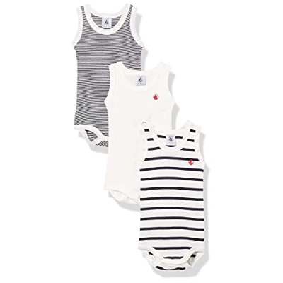 Image of Petit Bateau Unisex Babies’Sleeveless Body (Pack of 3) , Variant 1, 3 years