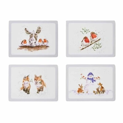Image of Wrendale Designs Set Of 4 Christmas Animal Large Placemats