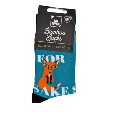 Image of for Fox Sake Socks Him UK 8 11 Bamboo Novelty Gift Idea SOX015