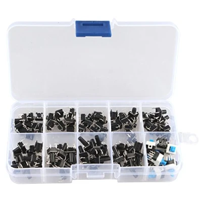 Image of HALJIA 10Values 100PCS Tactile Push Button Switch Micro Momentary Tact Assortment Kit (100PCS)