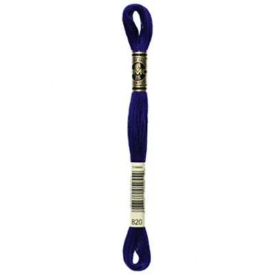 Image of DMC Embroidery Thread 8m Assorted Colours, Cotton, Colour 820, 8.7 Yards (8 m)