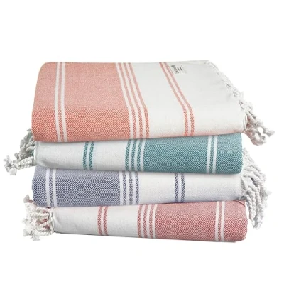 Image of LANE LINEN 4 Pack Beach Towels 100% Cotton Oversized Towel, Pre Washed Quick Dry Extra Large Pool Lightweight Towel Sandproof, Absorbent Travel Bath Multi