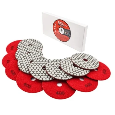 Image of BRSCHNITT Dry Diamond Polishing Pad Set,7pcs 100mm #400 for Stone Marble Quartz Granite Sanding Disc Countertop Polish Polisher Pads Kit Tools used on Grinder or