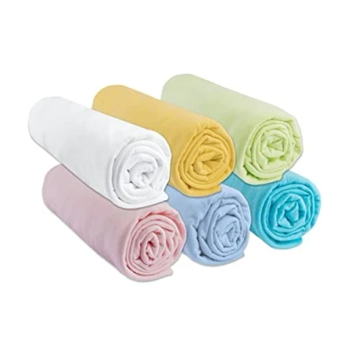 Image of Set of 6 Fitted Sheets 50 x 100 cm Crib Bed 100% Jersey Cotton Multi Coloured Stretchy &amp; Breathable Healthy Sleep Easy Brand Oeko Tex Made in Europe (50 cm)