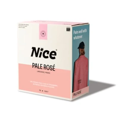 Image of NICE Pale Rosé, Wine in a Box, Equivalent to 3 Bottles of Wine, Dry, Pale, Hint Strawberry, French Rosé That Comes Gift Wrapped Cardboard, 1 x 2.25L Box