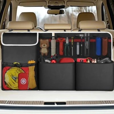 Image of Oasser Car Boot Organiser, Organiser Storage with 8 Different Functional Bags, Tidy for SUV Truck MPV VAN