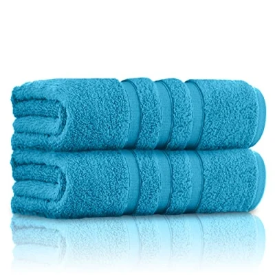Image of GC GAVENO CAVAILIA 2 Pk Bath Towels, 550 Gsm Quick Dry Towel, Highly Absorbent Egyptian Cotton Towel Set, Machine Washable Bathroom Towels Turquoise