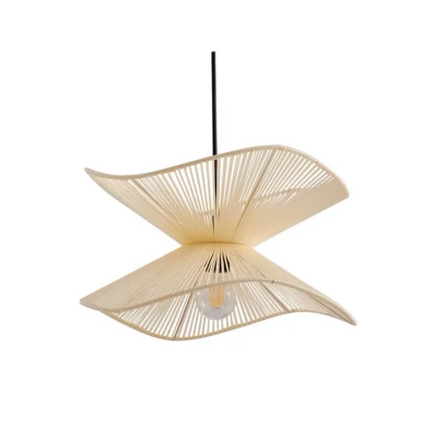 Image of Lindby outdoor pendant light Valdorin, beige, cotton, Ø 40cm