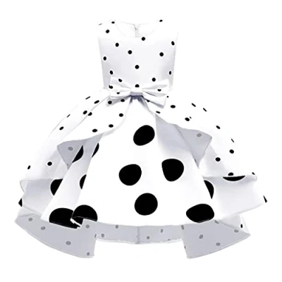 Image of Lito Angels Dalmatians Costume White and Black Polka Dot Fancy Dress Up for Kids Girls Birthday Party Outfits Age 2 3 Years 287