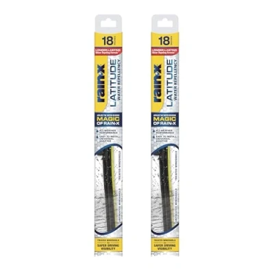 Image of Rain X 810167 Latitude 2 In 1 Water Repellent Wiper Blades, 18 Inch Windshield Wipers (Pack Of 2), Automotive Replacement Blades With Patented Repellency Formula
