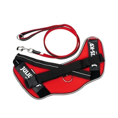 Image of IDC Powair Bundle Harness, Size: 2XL/3, Red + Leash, 1,2 m with Handle and Large Carabiner,