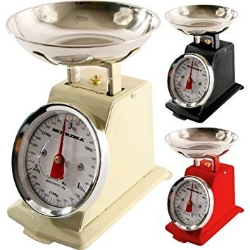 Image of New 3 kg Traditional Weighting Kitchen Scale Bowl Retro Scales Mechanical Vintage (Red) Prima