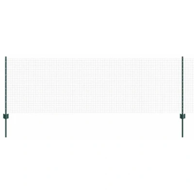 Image of vidaXL Welded Wire Fence with 11 U Posts Green 0.8x25 m Steel