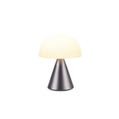 Image of Lexon Mina L Mushroom Lamp 9 LED Color Table for Bedrooms, Living Room &amp; Office Cordless, Rechargeable with 24h Light Dimmer, Aluminum, Large Gun Metal