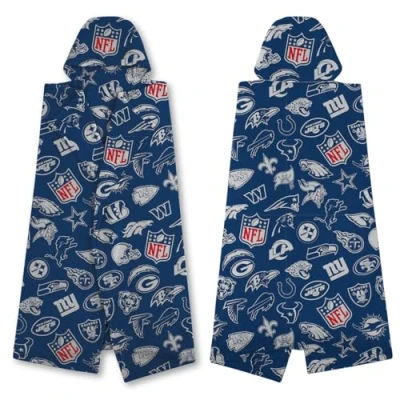 Image of Official NFL National Football League Hooded Fleece Throw Blanket Super Soft Warm Blue Throw, American Sport Design Perfect For Home, Bedroom, Sleepovers &amp; Camping Size 100 x 120cm