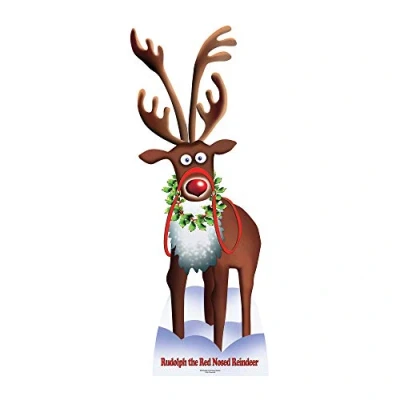 Image of Star Cutouts SC90 Cardboard Cutout Official Lifesize Christmas Decoration Rudolph The Red Nose Reindeer Perfect for Grottos and Festive Displays Including Shops Height 183cm
