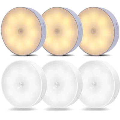 Image of VDYXEW Motion Sensor Lights, Night Light, USB Rechargeable Battery Powered Light with 8 LED, Removable Magnetic Strip Stick On Lights for Cupboards, Stairs, Porch