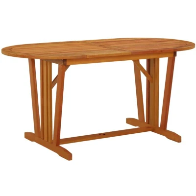 Image of vidaXL Solid Eucalyptus Wood Garden Table Outdoor Patio Dining Furniture with Umbrella Hole and Comfortable Size