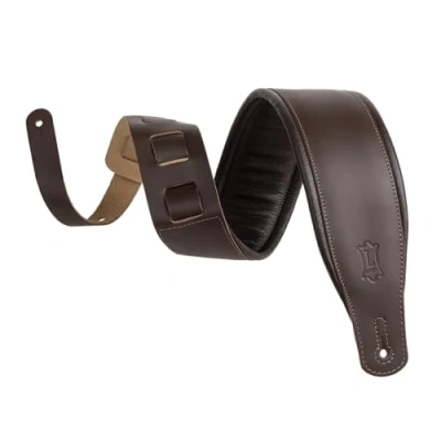 Image of Levy&#039;s Leathers 3&quot; Wide Amped Leather Series Guitar Strap with Foam Padding and Garment Backing; Dark Brown (M26PD DBR_DBR)