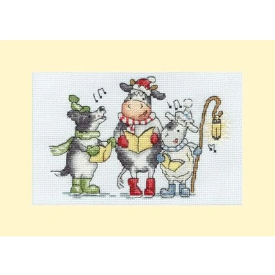 Image of Bothy Threads Counted Cross Stitch Christmas Card Kit Woof, Moo, Baa!