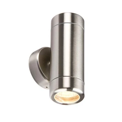 Image of KnightsBridge Fixed IP65 Stainless Steel Indoor Outdoor Double Wall Light