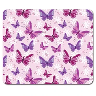 Image of Destination Vinyl Ltd Purple Pink Butterflies Mouse Mat Pad Mum Sister Auntie Gift Computer #13090