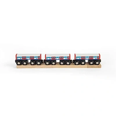 Image of Bigjigs Rail Wooden Underground Train Toy for Sets, 3 Carriages &amp; Commuters, Compatible with other Major Sets Railways