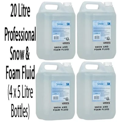 Image of Venu (Electrovision SoundLab) 20 LITRES SN Club DJ Professional Fluffy SNOW &amp; FOAM Fluid 4 x 5 Litre Bottles (Water Based) Value Pack of Plastic (Boxed) DTL Special