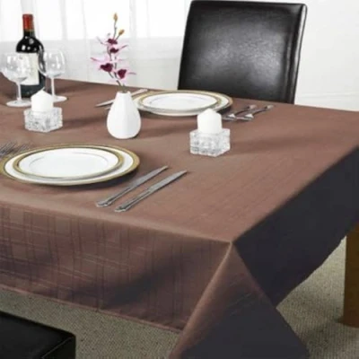 Image of Emma Barclay Chequers Tablecloth, Polyester, Chocolate, 274 x 178 cm