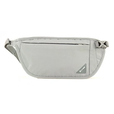 Image of Pacsafe Coversafe V100 Waist Wallet Canvas &amp; Beach Tote Bag, 18 cm, Grey