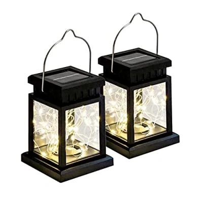 Image of LED Solar Lantern Glass 20 LEDs (2 m Fairy Lights) Warm White with Battery 2 Glasses in Set Garden Lamp x Strips)