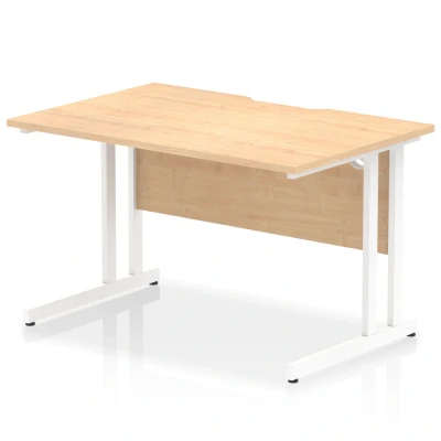 Image of Impulse 1200 x 800mm Scalloped Edge Straight Office Desk Maple Top White Cantilever Leg