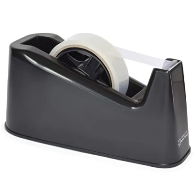Image of Rapesco 1695 Germ Savvy Antibacterial, 500 Heavy Duty Tape Dispenser with 1 Clear Roll, Black