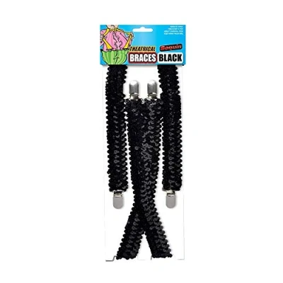 Image of Bristol Novelty BA1025 Suspenders Braces Unisex Black Sequin, Mens, Solid, One Size
