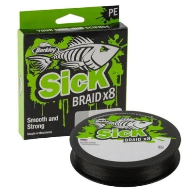 Image of Berkley Sick Braid 8 Way Braided Fishing Line, 150 m for Freshwater or Saltwater Sea White Black (Black, 0.29 mm 26.4 kg)