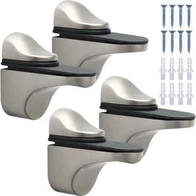 Image of 4 Pcs Glass Shelf Brackets, Adjustable Supports Wall Mount Floating Brackets Solid Clamp for Bathroom, Adaptive 3 21mm Thickness