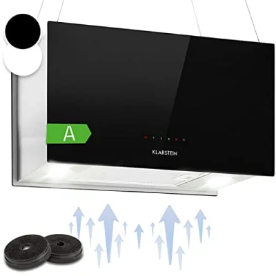 Image of Klarstein Hanging Island Cooker Hood, Extractor Fan for Kitchen Islands, 590m3/h Airflow, Timer, Adjustable with Modern Design, 3 Mode Hoods, Activated Carbon Filters