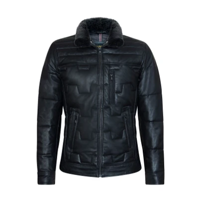 Image of Infinity Leather Mens Quilted Biker Jacket Guayaquil Black Size X Large